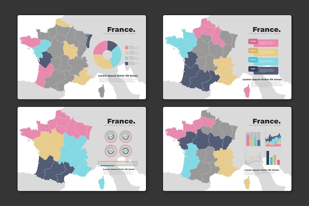 Free Vector flat france map infographic