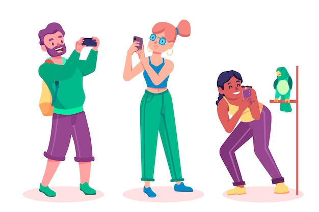 Flat friends taking photos with smartphone