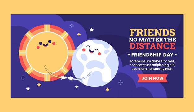 Flat friendship banner template