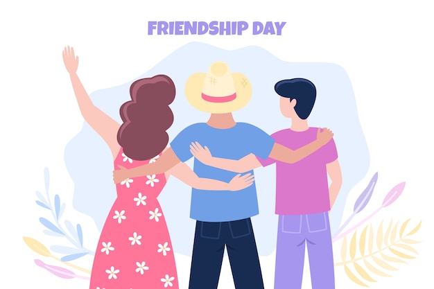 Flat friendship day background with group of friends