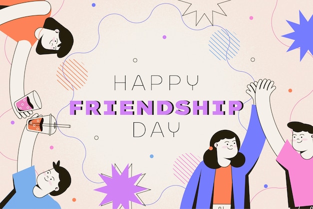 Flat friendship day background with group of friends