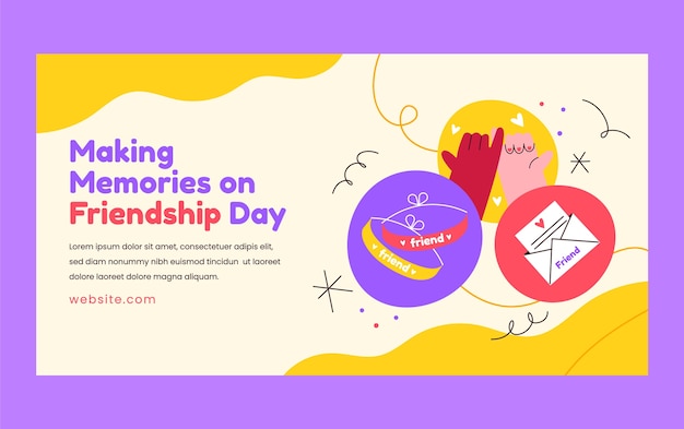 Free Vector flat friendship day celebration social media post template