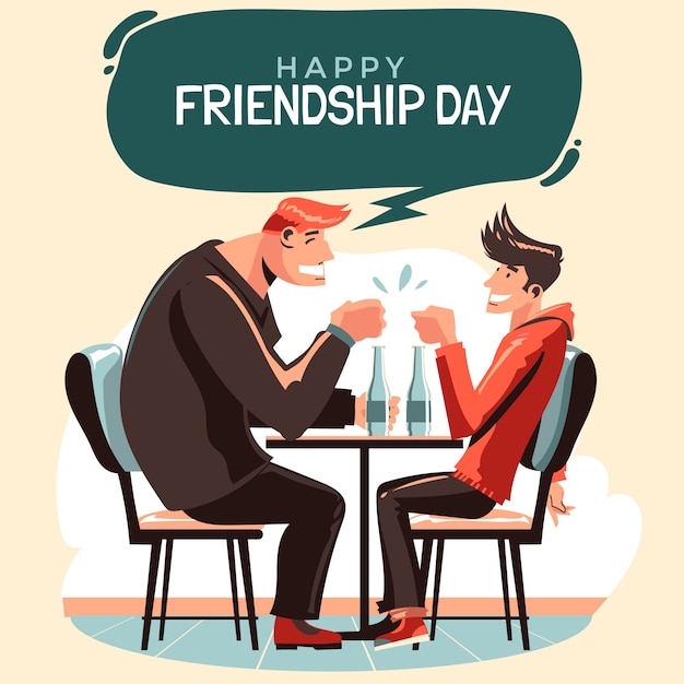 Free Vector flat friendship day illustration with friends at table