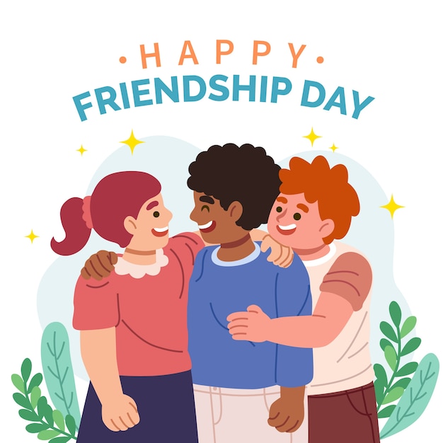 Flat friendship day illustration with friends