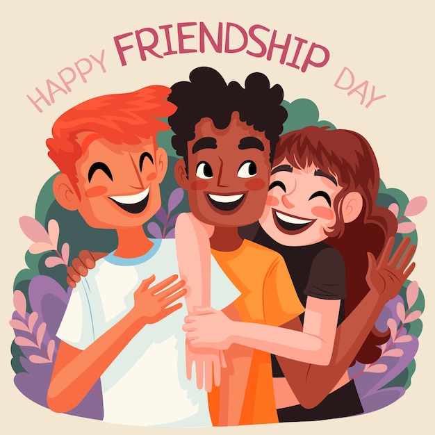 Flat friendship day illustration with friends