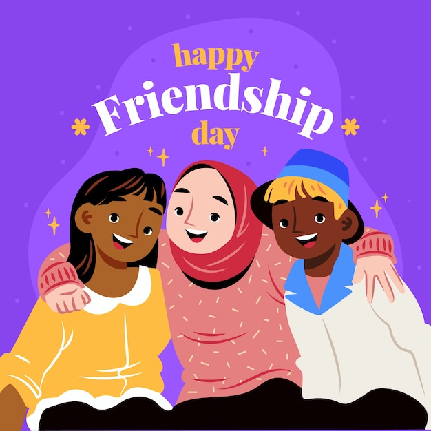 Free Vector flat friendship day illustration with group of friends