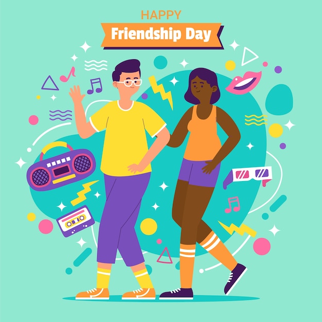 Free Vector flat friendship day illustration with group of friends