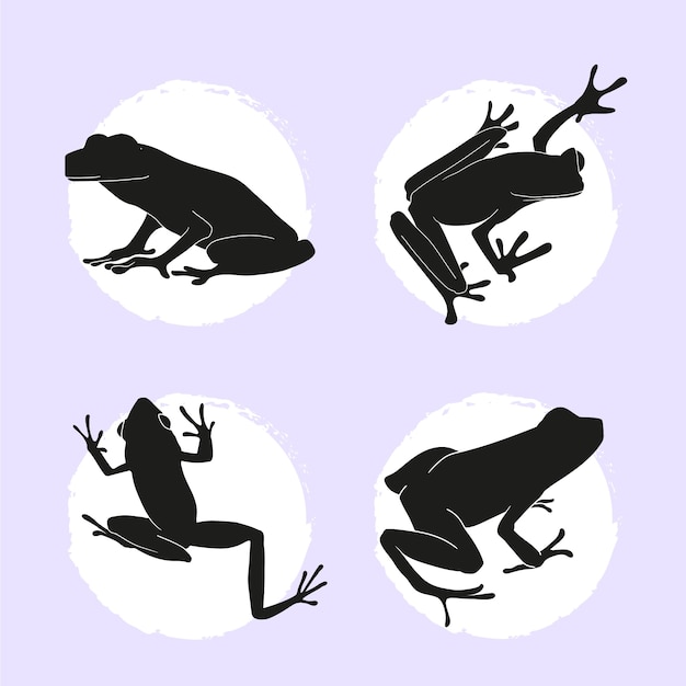 Flat frog silhouettes collection