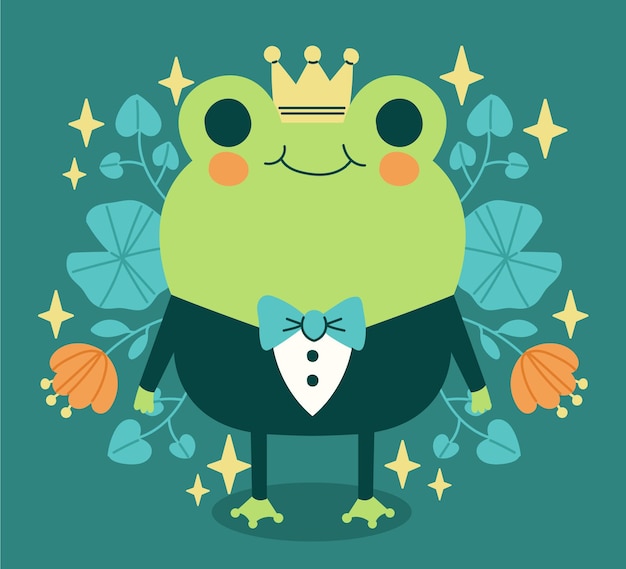 Free Vector flat frog with big eyes illustration