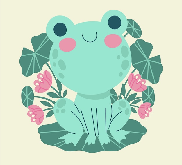 Free Vector flat frog with big eyes illustration