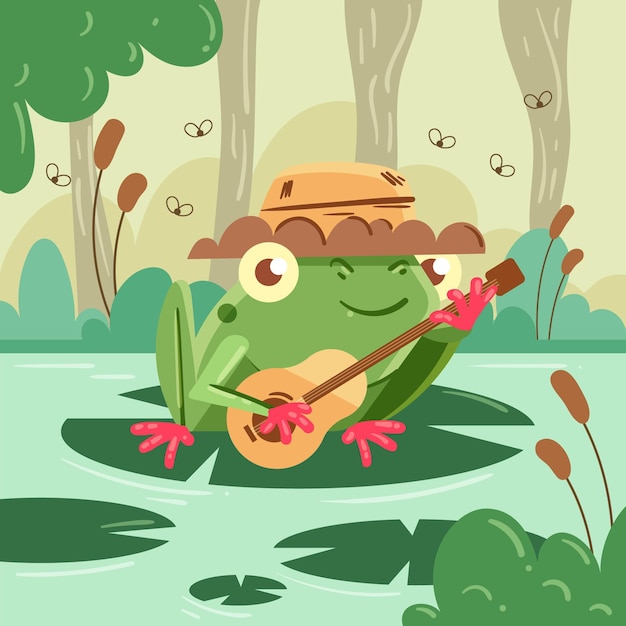 Free Vector flat frog with big eyes illustration