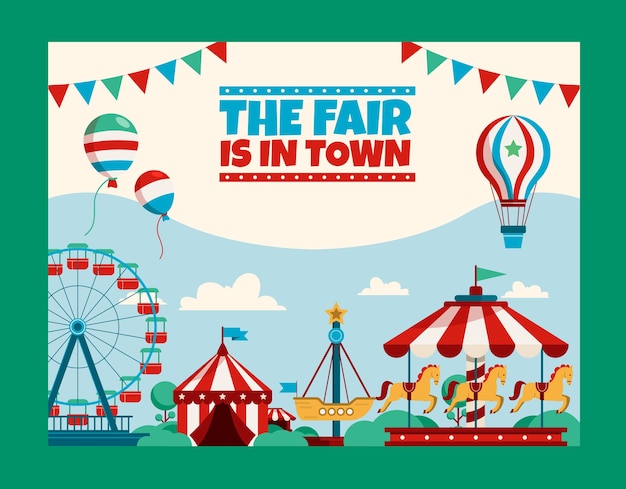 Flat funfair photocall template