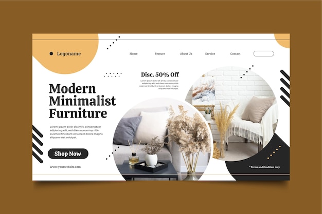 Free Vector flat furniture sale landing page with photo