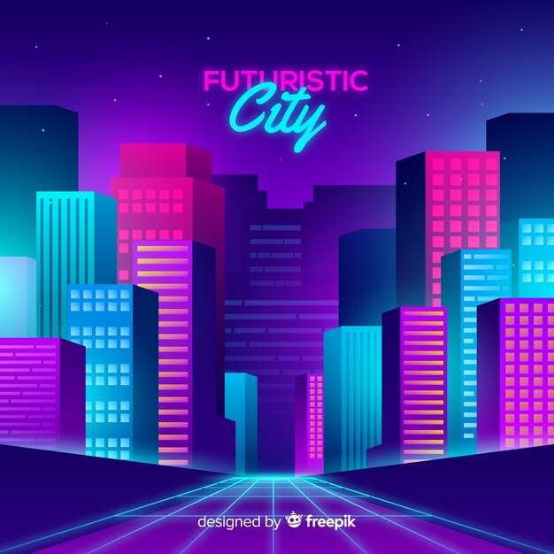 Flat futuristic city background