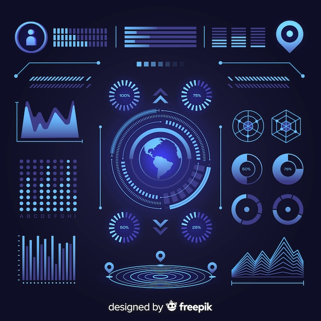 Flat futuristic infographic element collection