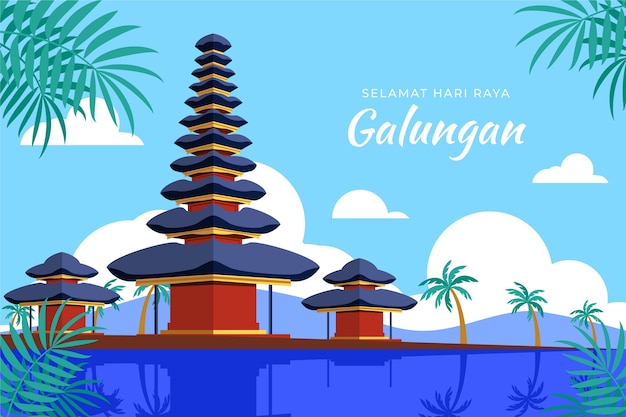 Free Vector flat galungan celebration background