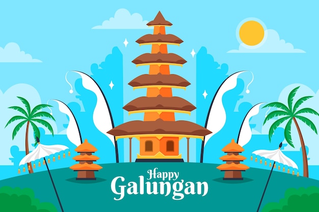 Free Vector flat galungan celebration background