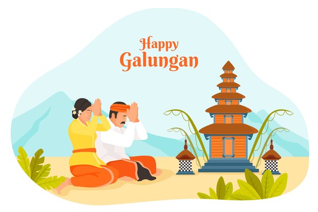 Flat galungan celebration background