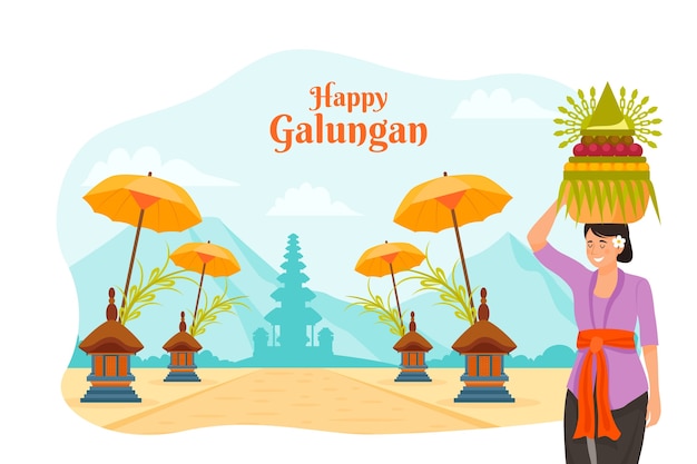 Flat galungan celebration background