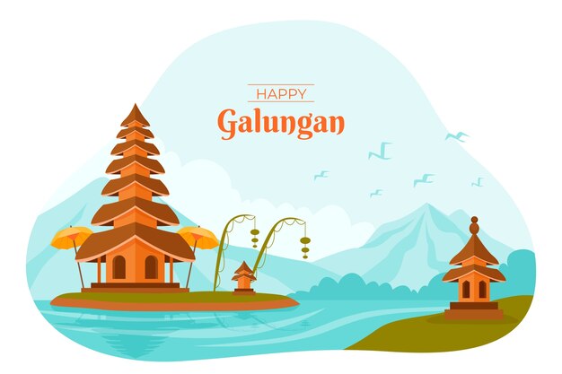 Flat galungan celebration background