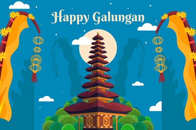 Flat galungan celebration background