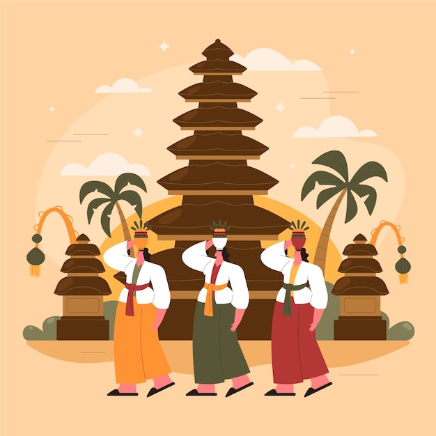 Free Vector flat galungan celebration illustration