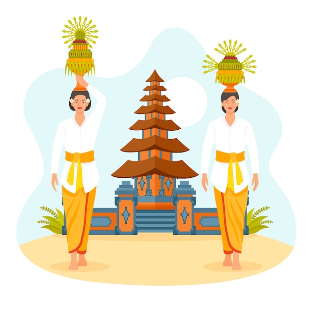 Flat galungan celebration illustration