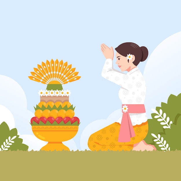 Free Vector flat galungan celebration illustration