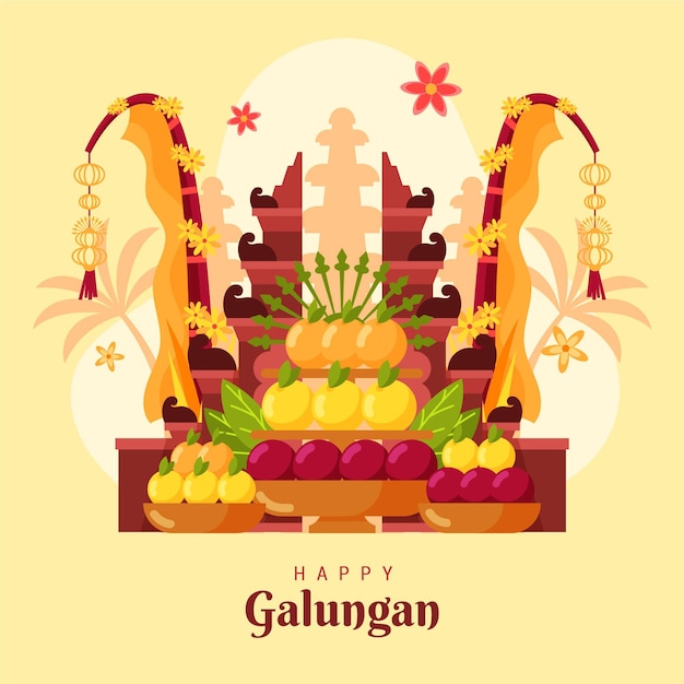 Flat galungan illustration