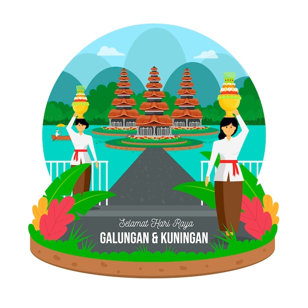 Flat galungan illustration