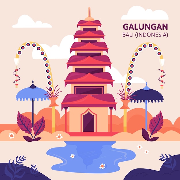 Free Vector flat galungan illustration