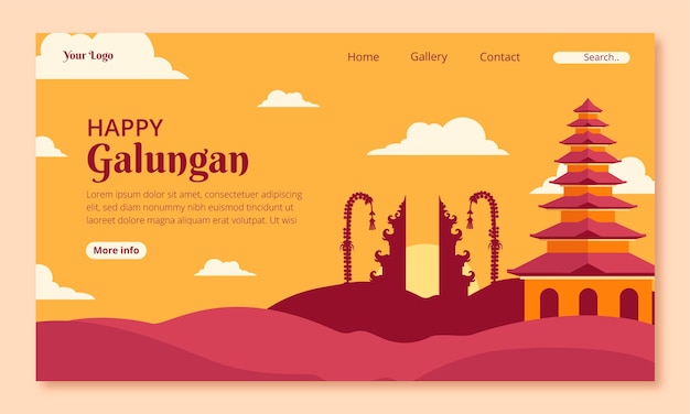 Free Vector flat galungan landing page template