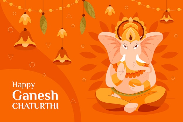 Free Vector flat ganesh chaturthi background with elephant