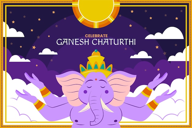 Free Vector flat ganesh chaturthi background with elephant