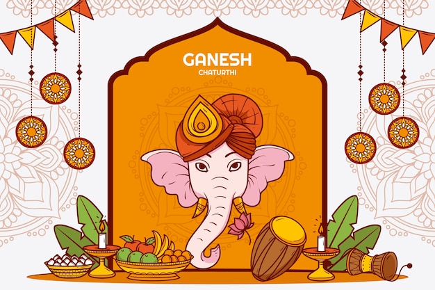 Free Vector flat ganesh chaturthi background