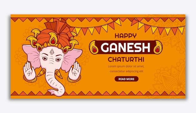 Flat ganesh chaturthi horizontal banner template