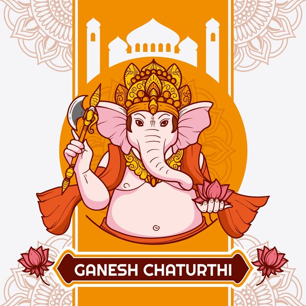 Flat ganesh chaturthi illustration