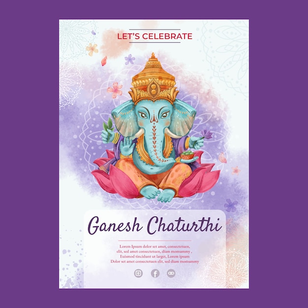 Free vector flat ganesh chaturthi vertical poster template