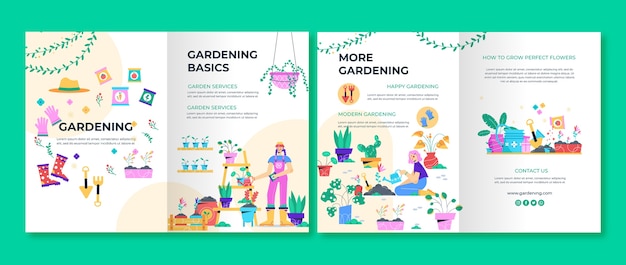 Free vector flat gardening brochure template