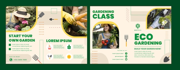 Flat gardening brochure template