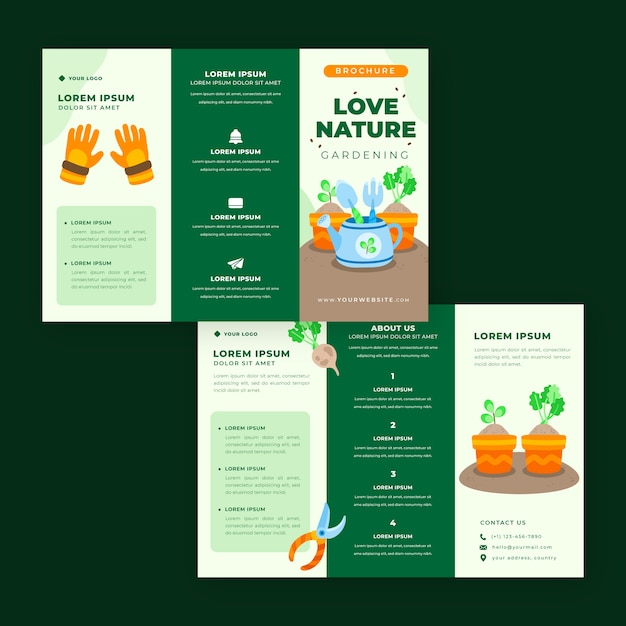 Flat gardening brochure template