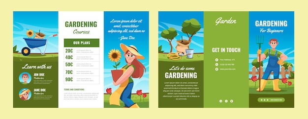 Flat gardening brochure template