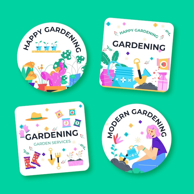 Flat gardening labels collection