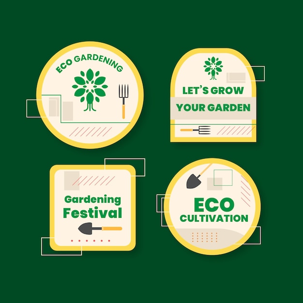 Free Vector flat gardening labels collection