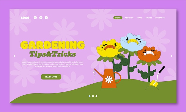 Flat gardening landing page template