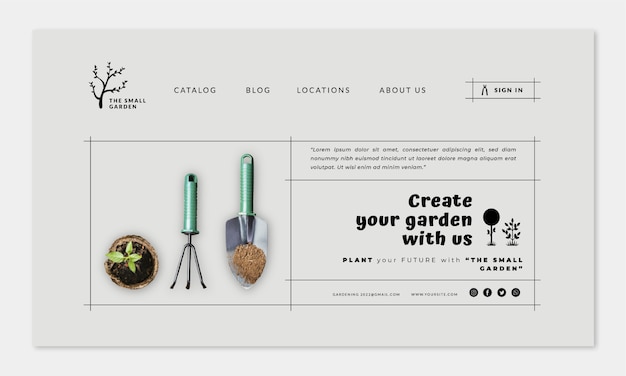 Flat gardening landing page template