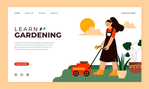 Flat gardening landing page template