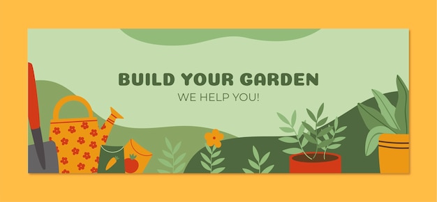 Flat gardening social media cover template