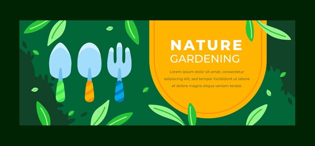 Flat gardening social media cover template