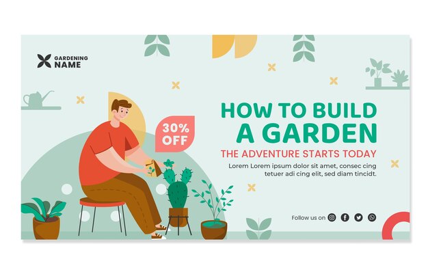 Flat gardening social media post template